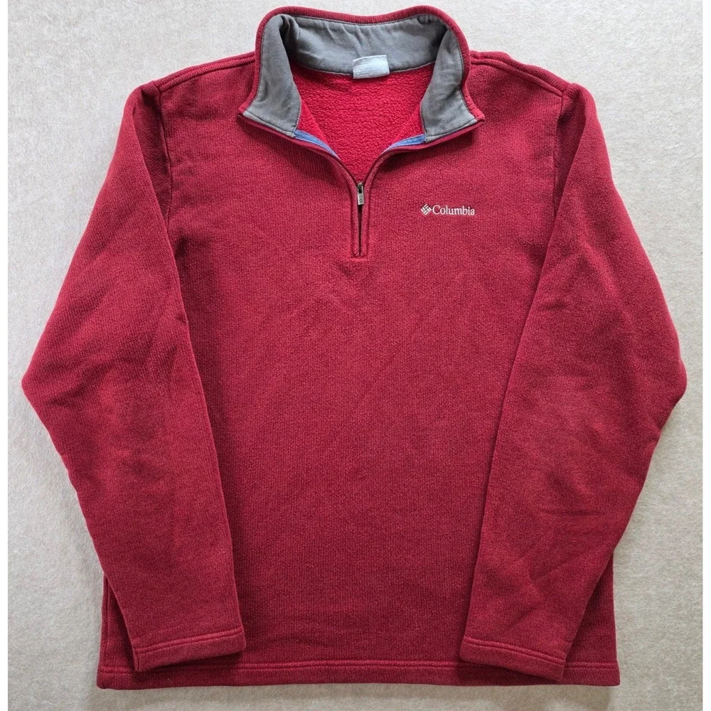 Columbia Mens Great Hart Mountain Sweatshirt Sz‎ M Red 1/4 Zip Pullover Outdoor